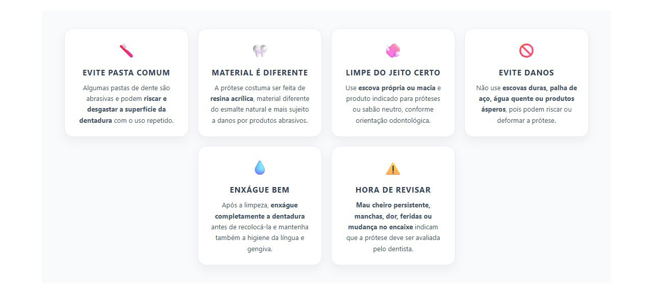 Dentadura e Pasta de Dente: Por Que a Limpeza Pode Riscar a Prótese
