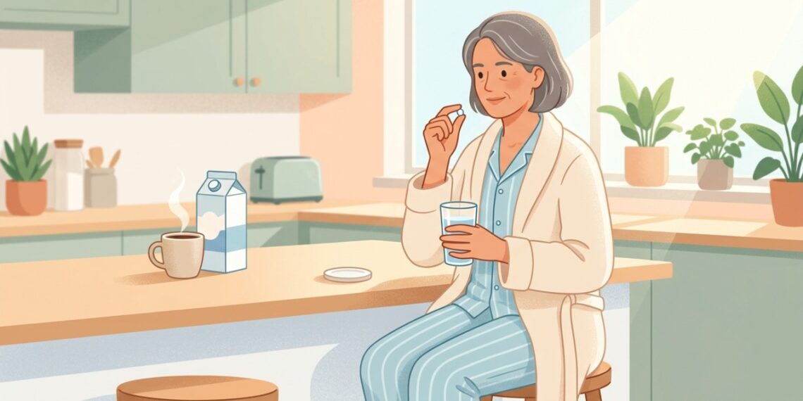 O alendronato deve ser tomado com água pura, afastado de café, leite e alimentos.