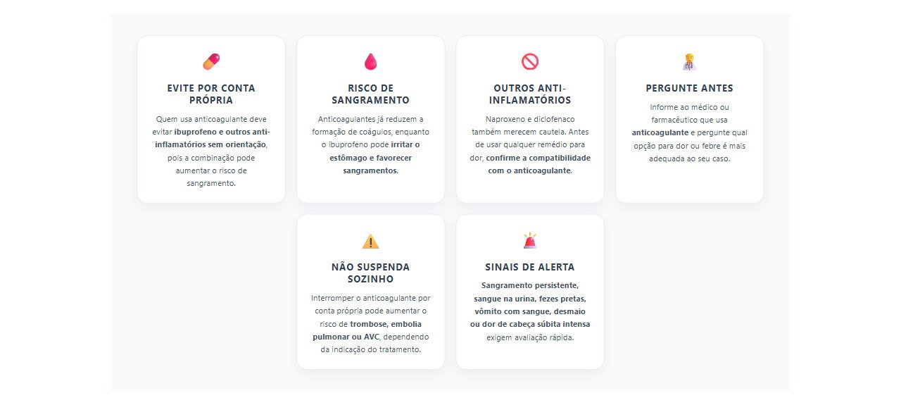 Anticoagulante e Ibuprofeno: Combinação Pode Aumentar o Risco de Sangramento