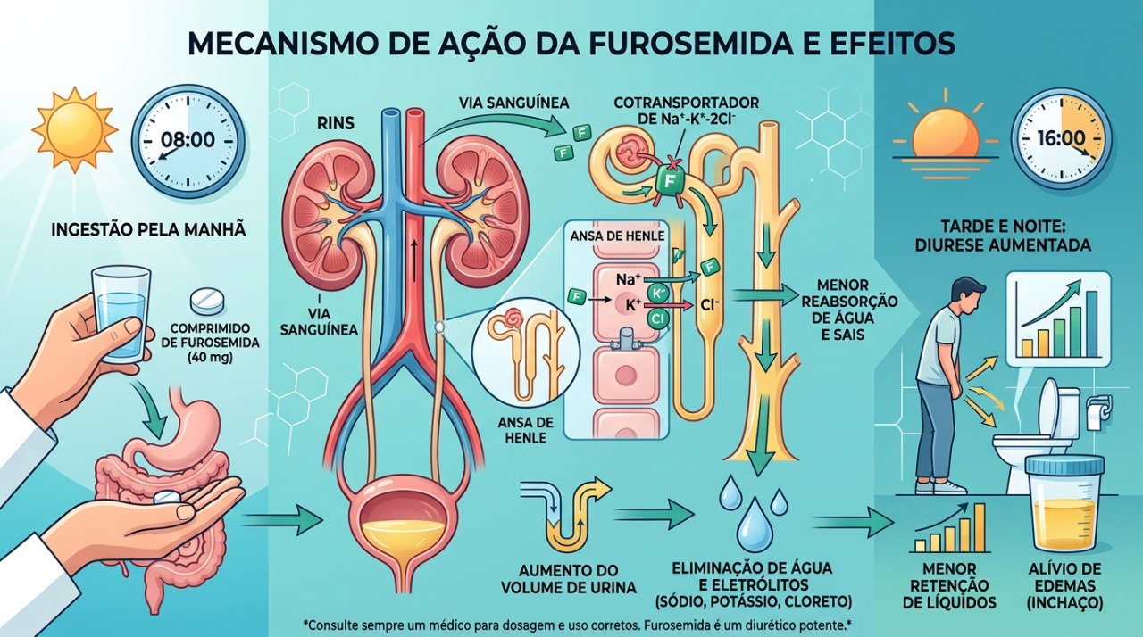 A furosemida aumenta a produção de urina, por isso o horário da dose pode interferir no sono.