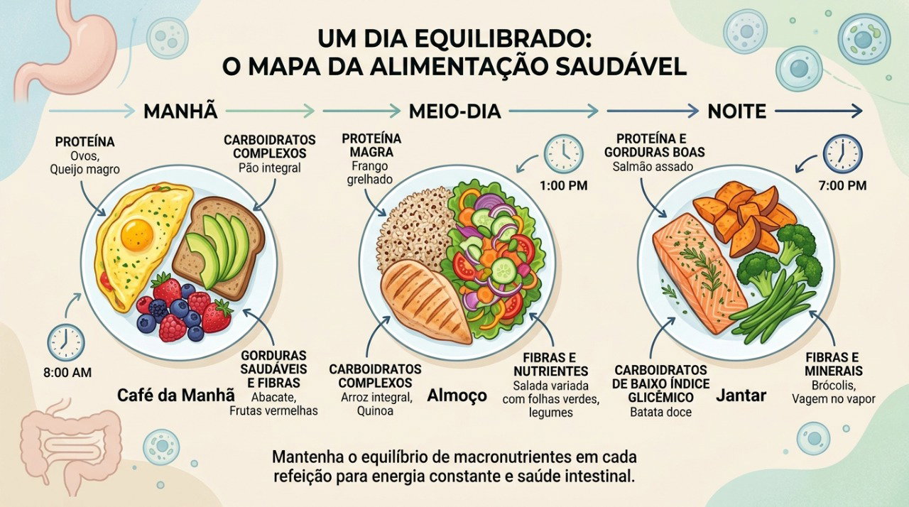 Incluir proteína em diferentes refeições evita concentrar todo o consumo em apenas um momento do dia.
NIA
+1