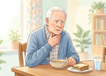 Engasgos frequentes durante as refeições podem indicar dificuldade para engolir.