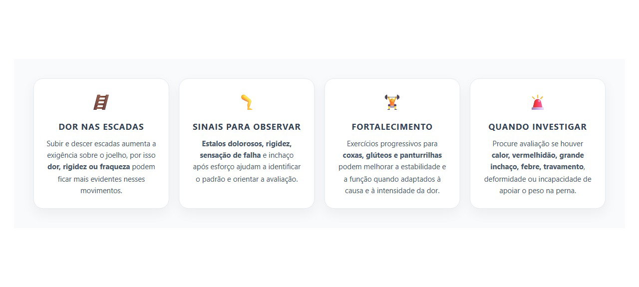 Dor no Joelho ao Subir ou Descer Escadas: O Movimento Pode Dar Pistas da Causa
