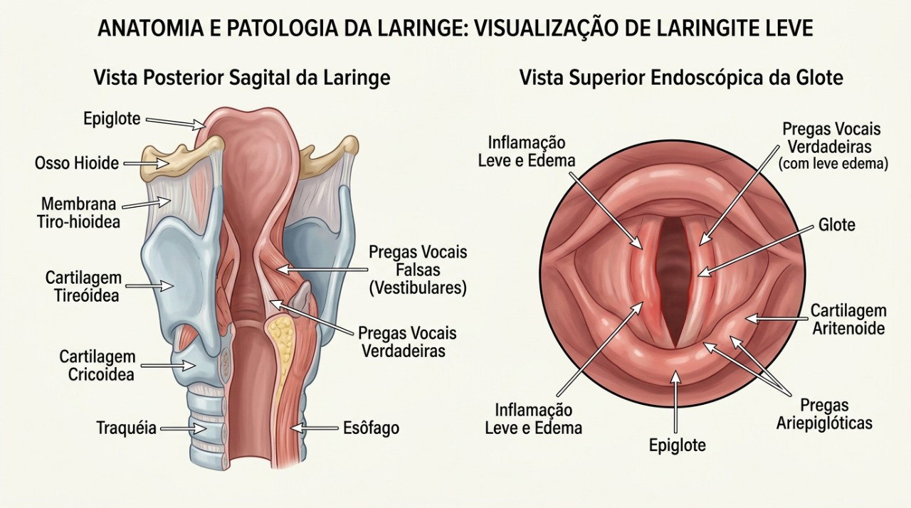 A inflamação da laringe pode alterar a vibração das cordas vocais e deixar a voz rouca.