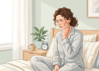 Dor na mandíbula ao acordar pode estar relacionada ao hábito de apertar ou ranger os dentes durante o sono.