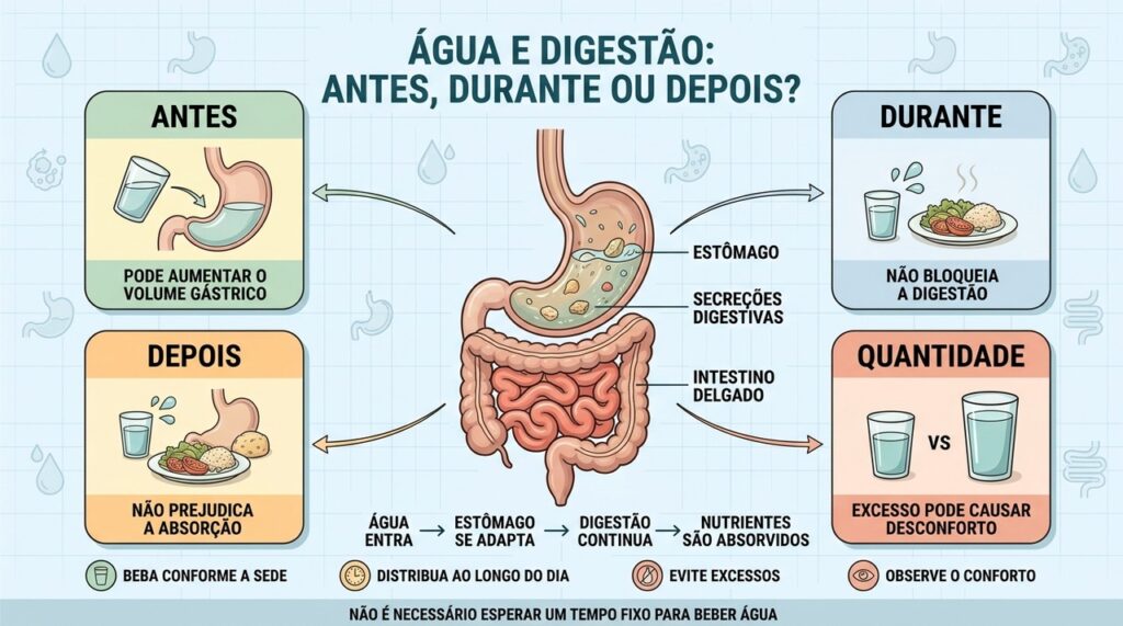 Horário importa menos que hidratação, quantidade e conforto durante as refeições.
