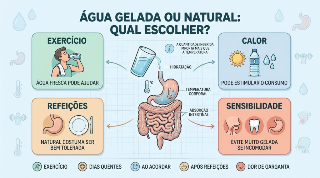 Exercício, calor, refeições e sensibilidade ajudam a definir a melhor temperatura da água.
