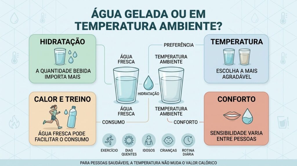 Água fresca ou ambiente: conforto e consumo importam mais que a temperatura.