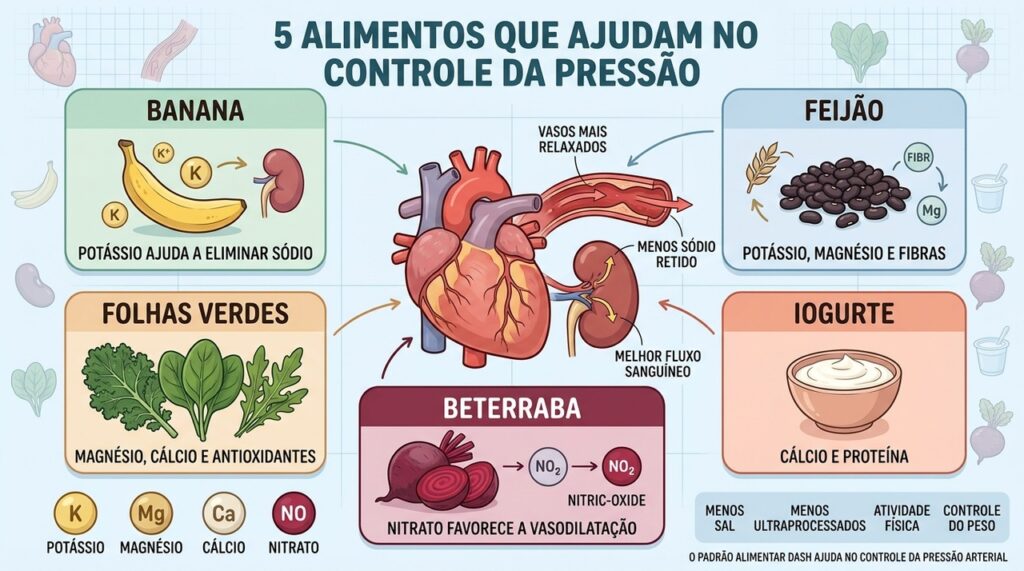 Cinco alimentos fornecem minerais e nitratos que favorecem vasos e pressão arterial.