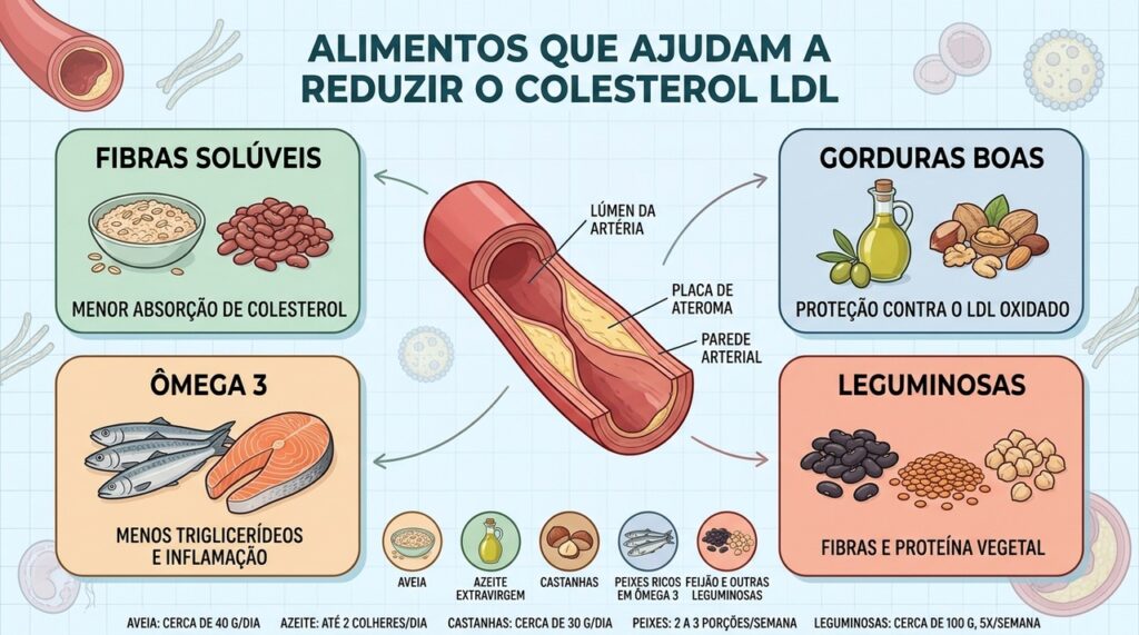 Fibras, gorduras boas, ômega 3 e leguminosas ajudam a proteger as artérias.