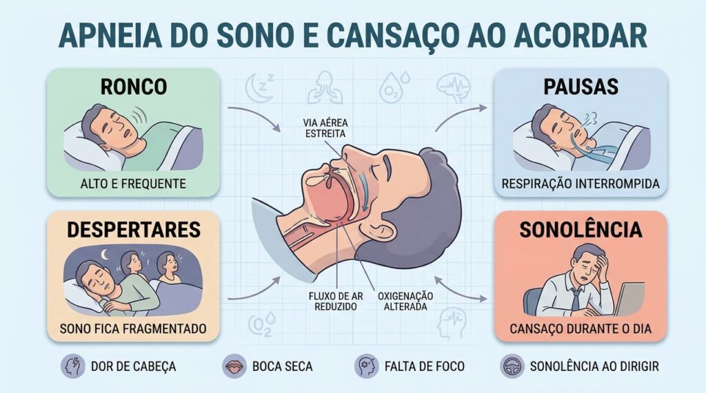 O cansaço ao acordar nem sempre é falta de sono, mas pode ser sinal de apneia obstrutiva não diagnosticada