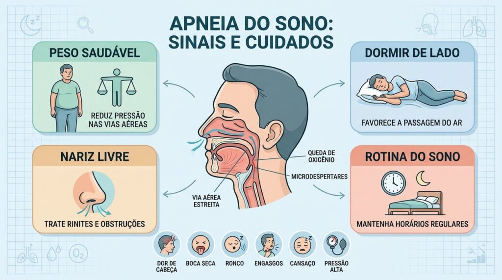 Hábitos de sono e controle das vias aéreas ajudam a reduzir a apneia.