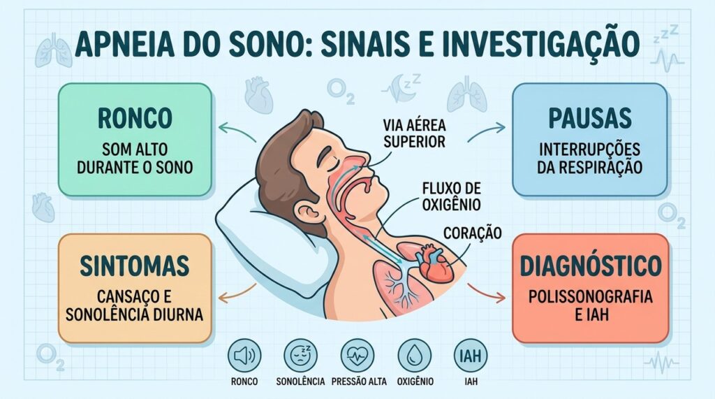 Quatro sinais ajudam a entender quando investigar ronco, pausas respiratórias e apneia do sono.