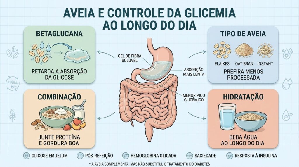 Betaglucana, tipo de aveia, boas combinações e hidratação favorecem o controle glicêmico.