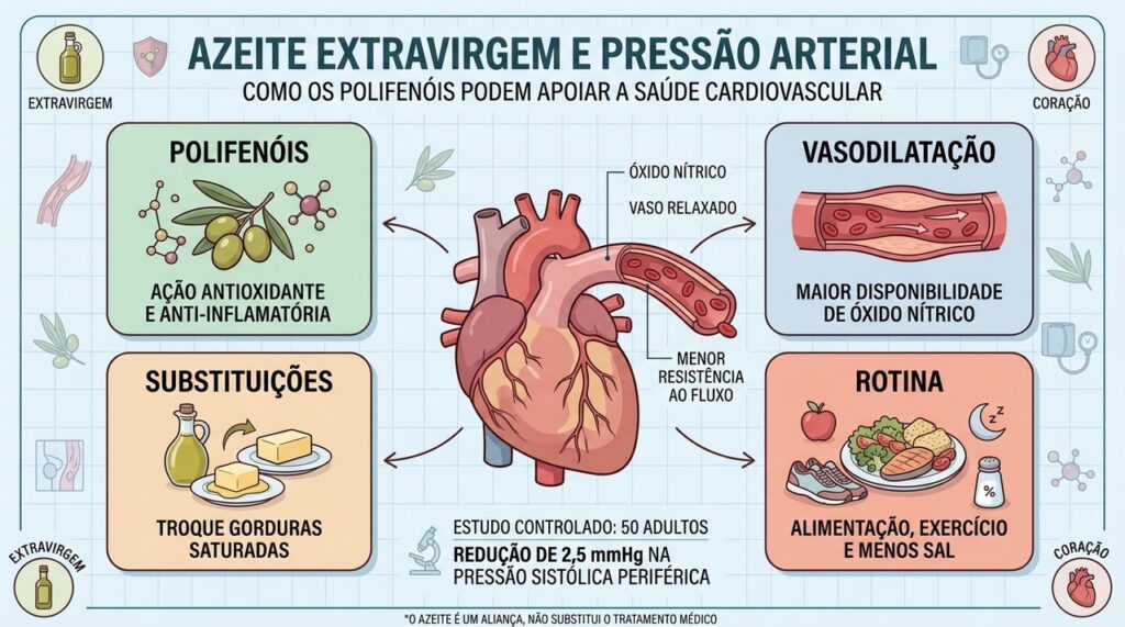 Polifenóis, vasodilatação, melhores gorduras e hábitos saudáveis apoiam o controle da pressão.