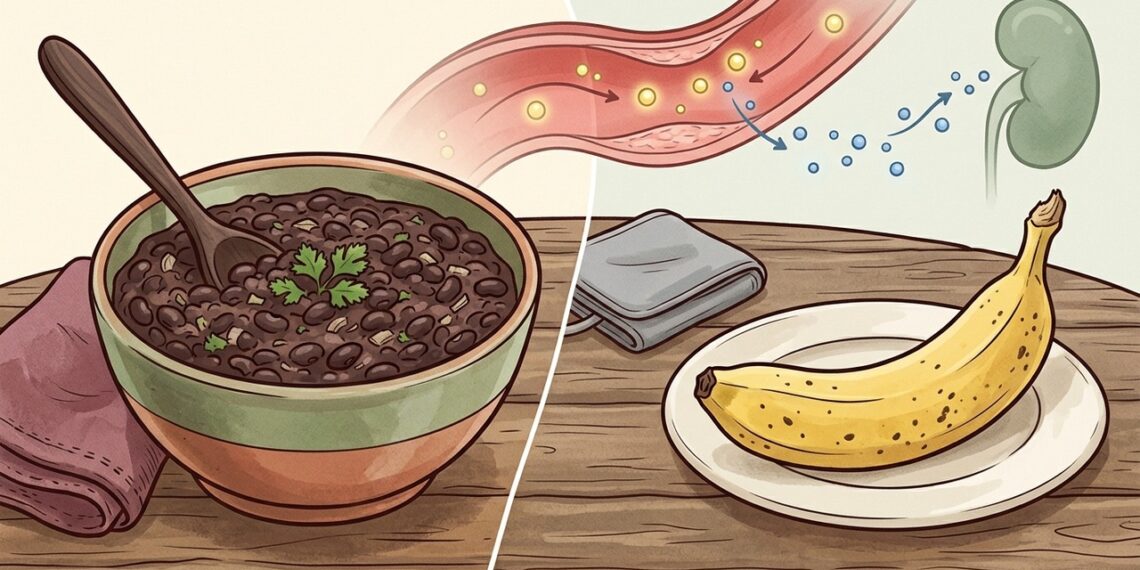 Feijão ou banana: qual alimento oferece mais potássio e como cada um entra na dieta de quem tem pressão alta?