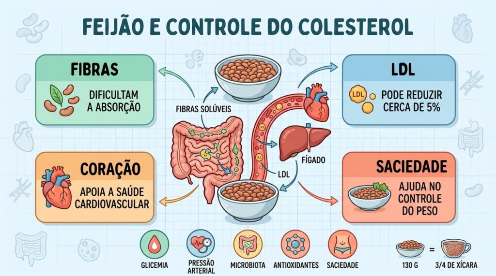 Fibras solúveis, antioxidantes e nutrientes fazem do feijão um aliado cardiovascular.