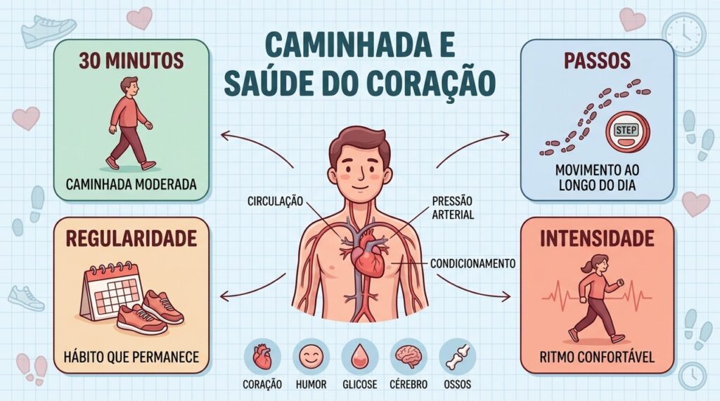 Trinta minutos ou mais passos: regularidade e movimento são fundamentais para proteger o coração.