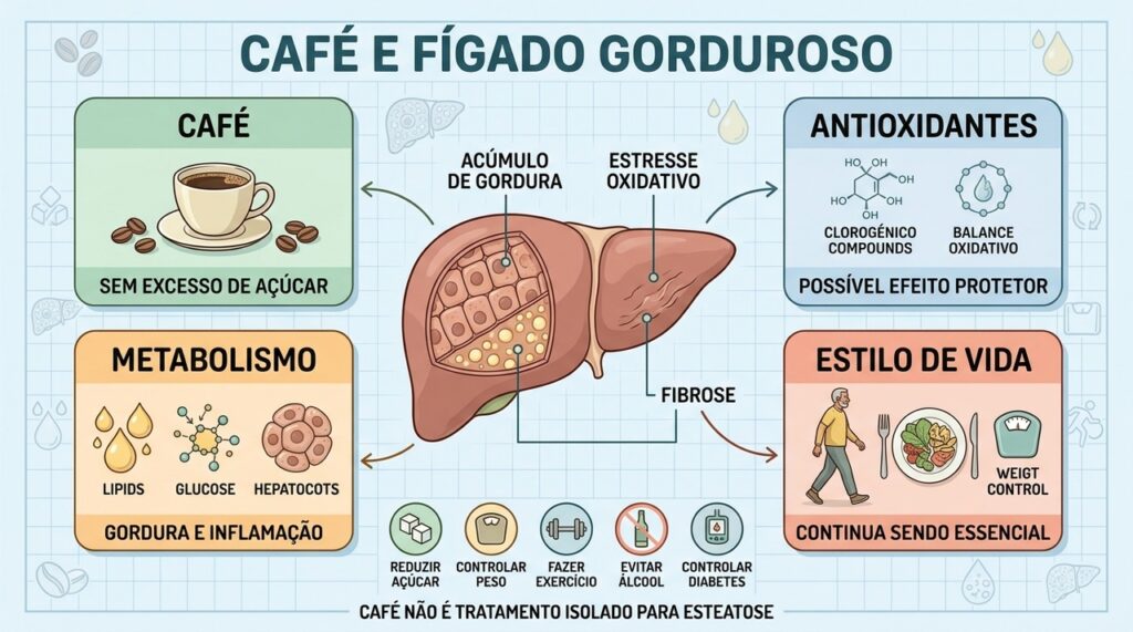 Café, metabolismo e estilo de vida influenciam de formas diferentes a saúde hepática.