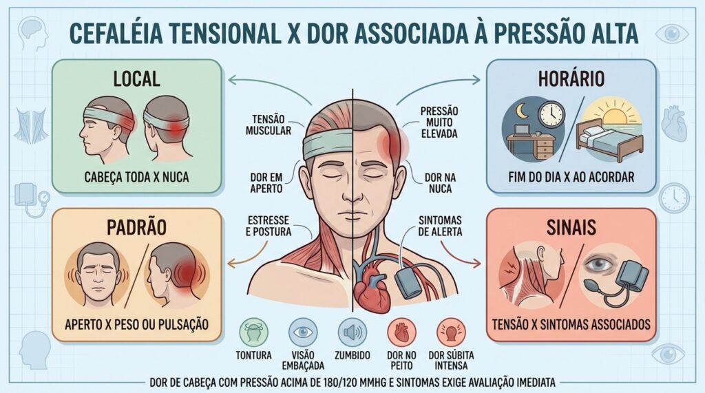 Localização, horário, padrão e sintomas ajudam a diferenciar as duas dores.