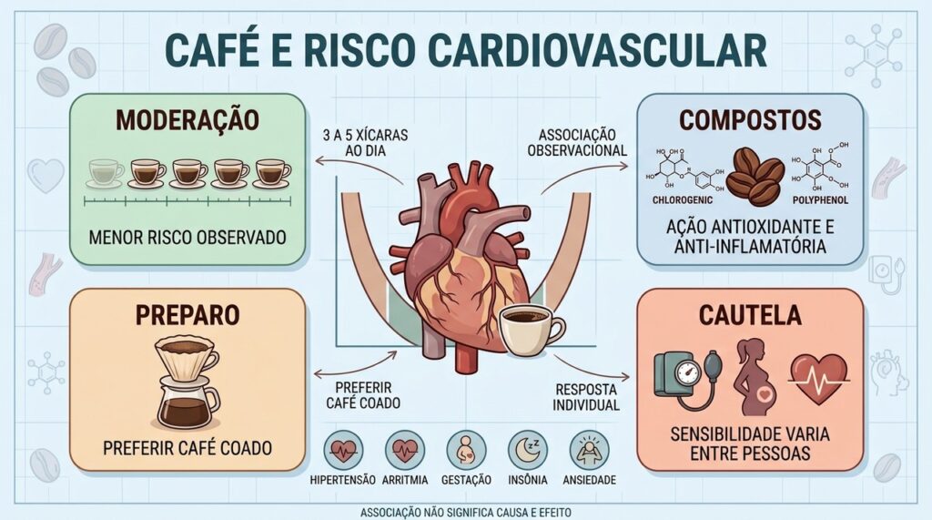 Moderação, preparo, compostos bioativos e cautela individual orientam o consumo de café.