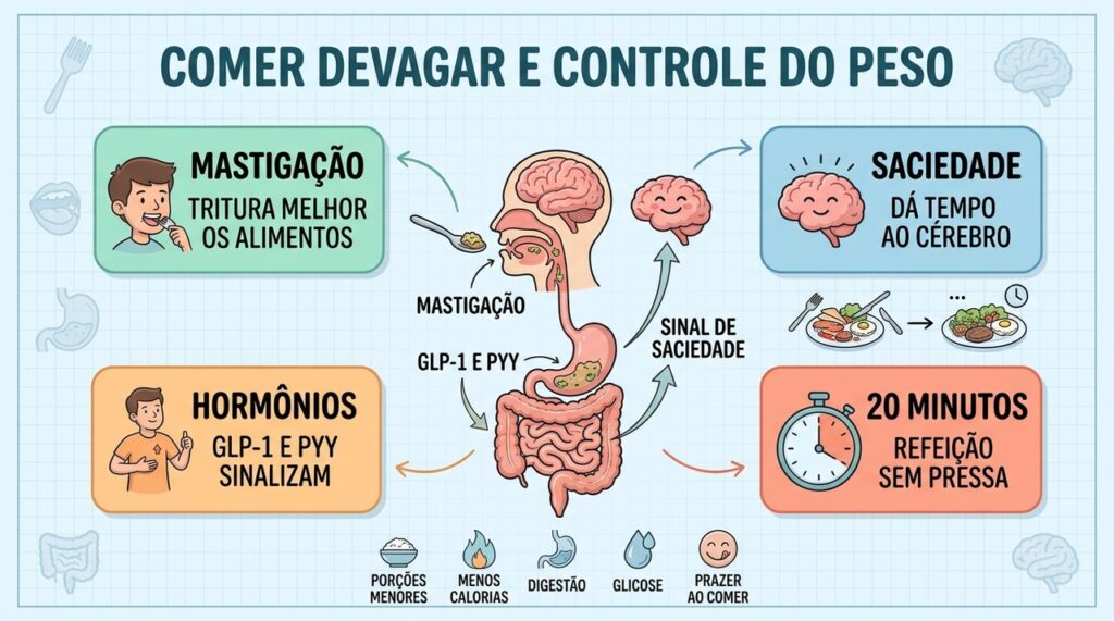 Mastigação, hormônios e tempo de refeição ajudam a entender a saciedade.