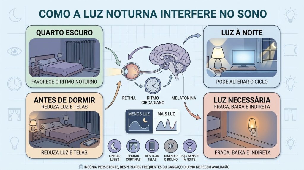 Escuridão, menos telas e luz indireta ajudam a proteger o ritmo circadiano.