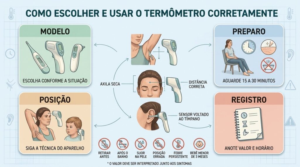 Modelo, preparo, posicionamento e registro determinam a confiabilidade da temperatura medida.