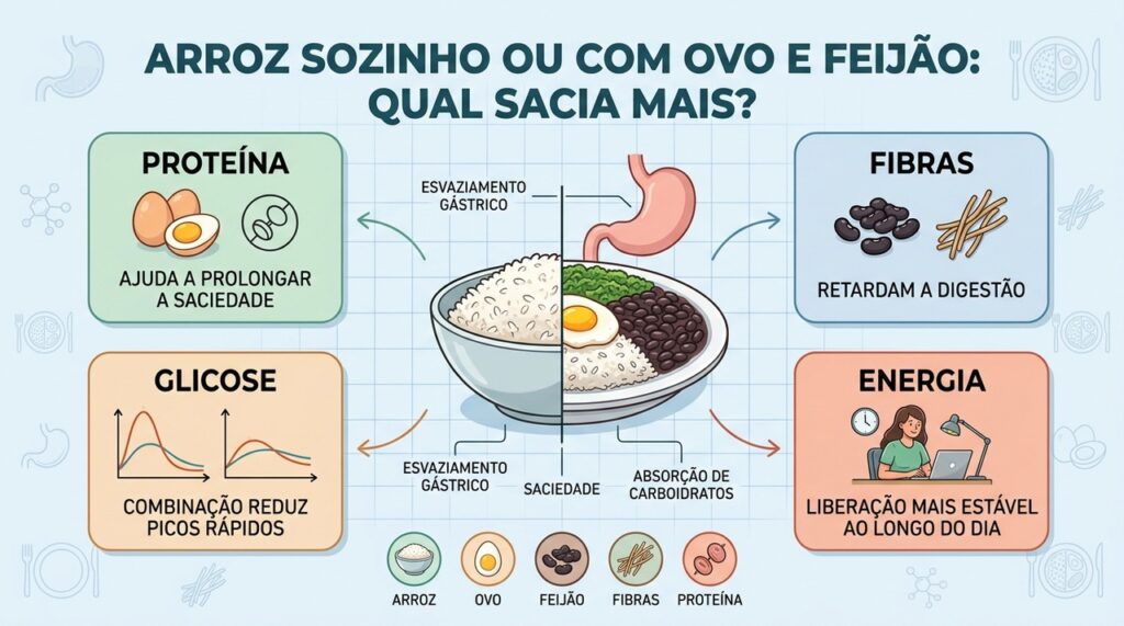 Proteína, fibras e digestão mais lenta ajudam a manter a saciedade por mais tempo.