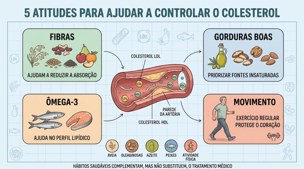 Fibras, gorduras insaturadas, ômega-3 e exercício ajudam a proteger as artérias.