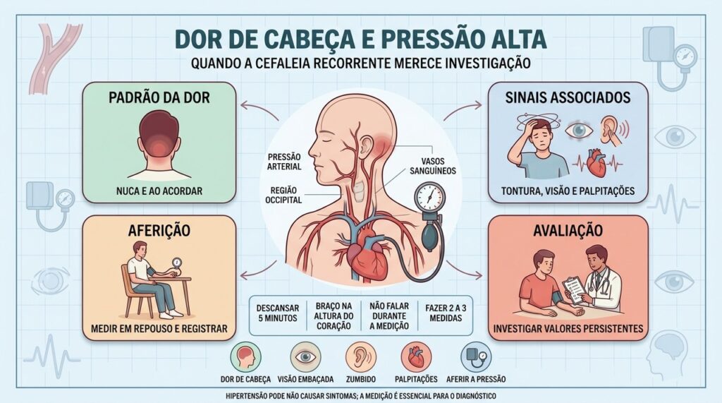 Padrão da dor, sintomas associados e aferição ajudam a investigar hipertensão.