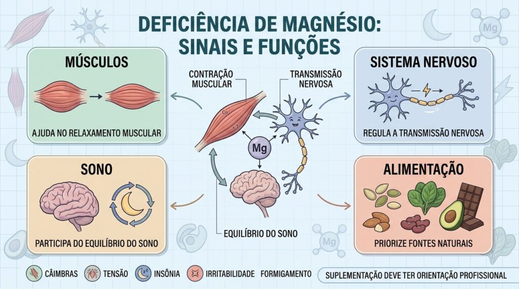 Músculos, sistema nervoso, sono e alimentação ajudam a entender o papel do magnésio.