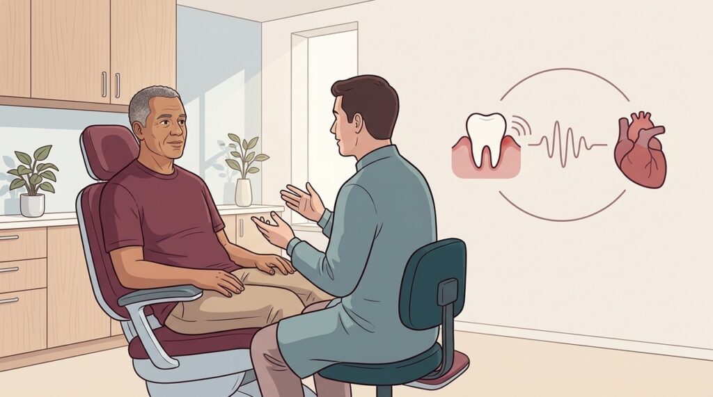 Higiene, gengivas, acompanhamento odontológico e prevenção integrada conectam boca e coração.