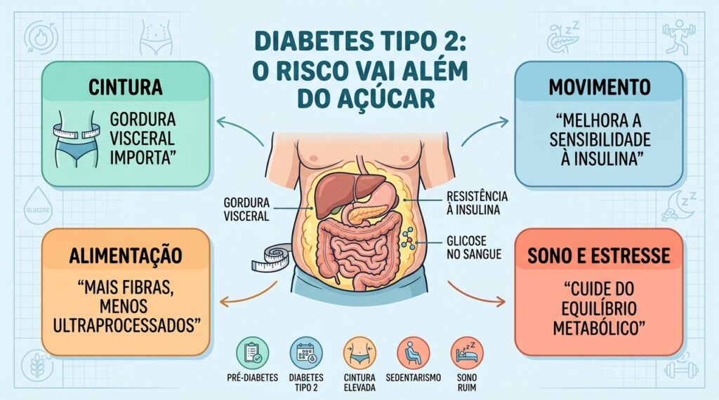 Quatro pilares ajudam a reduzir gordura visceral e proteger a sensibilidade à insulina.