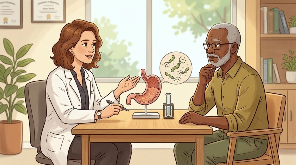 Diagnosticar H. pylori ajuda a investigar a causa da gastrite antes de tratar apenas os sintomas.