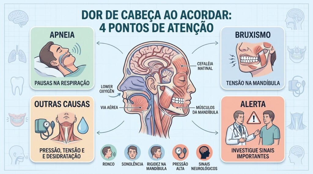 Apneia, bruxismo e outros gatilhos noturnos ajudam a explicar a cefaleia matinal.