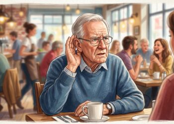 Dificuldade para entender conversas em ambientes barulhentos pode surgir com o envelhecimento da audição.