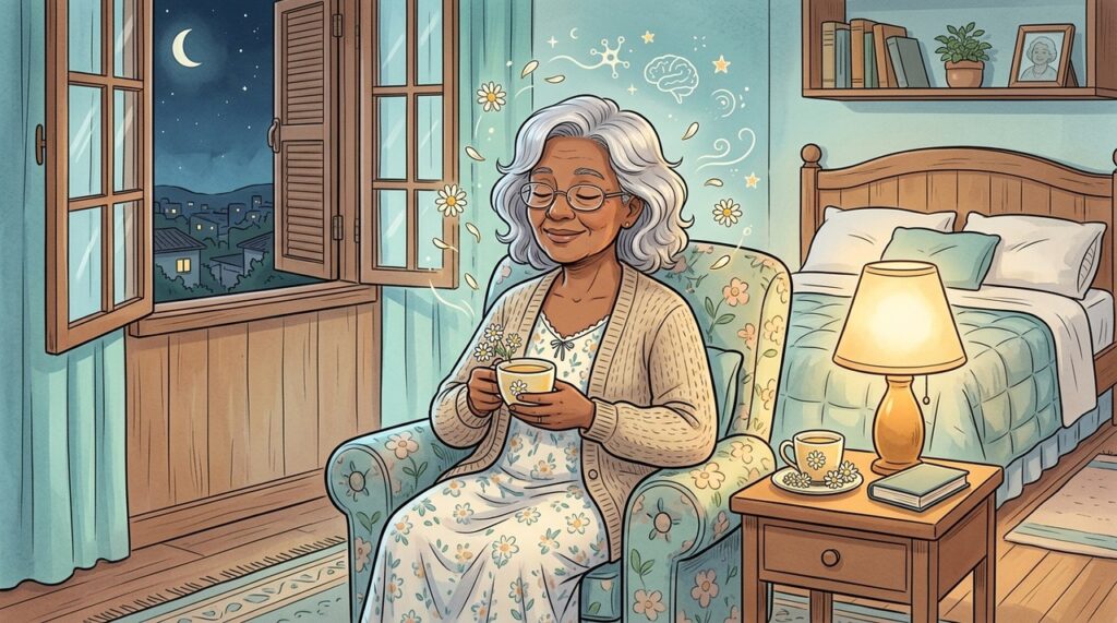 Apigenina da camomila está associada ao relaxamento e à melhora do sono em idosos.