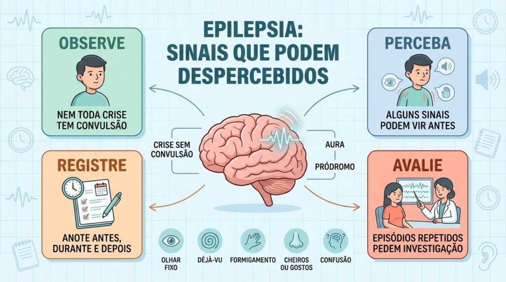 Observar, perceber, registrar e avaliar ajuda a identificar sinais discretos de epilepsia.