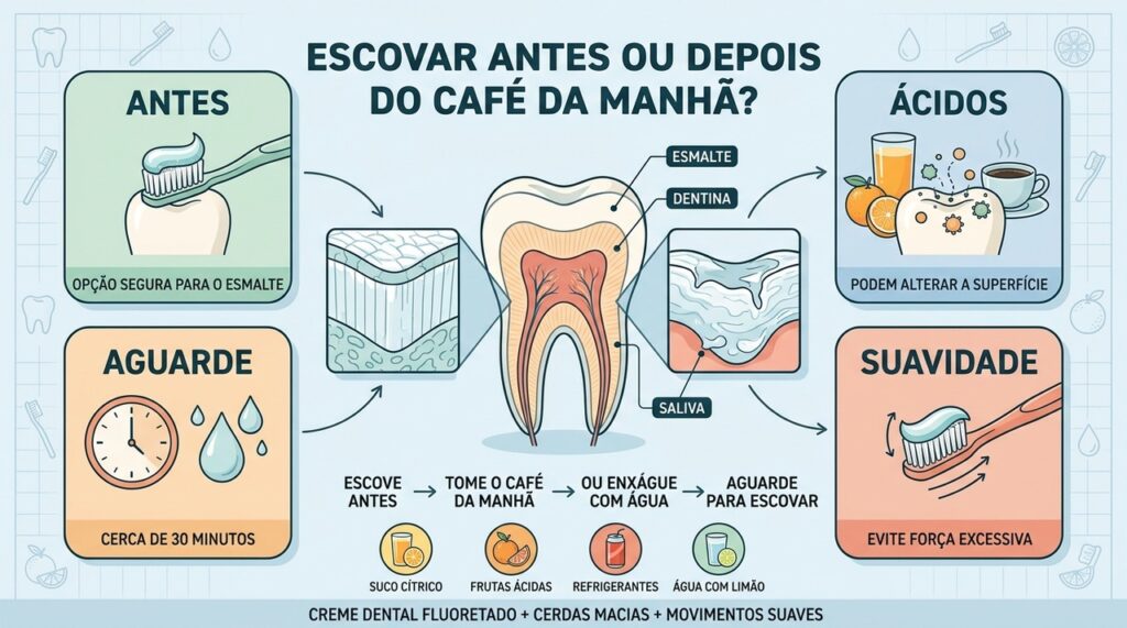 Ácidos, saliva, flúor e momento da escovação influenciam a proteção do esmalte.