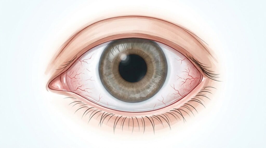 A lubrificação insuficiente da superfície ocular pode causar ardor e sensação de areia nos olhos.