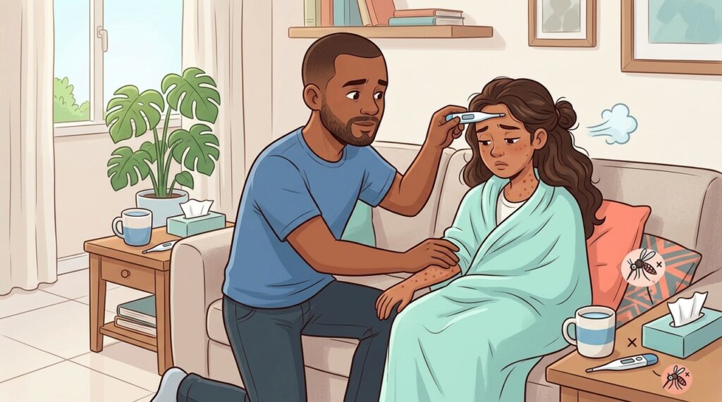 Dengue costuma trazer dor intensa e manchas, enquanto gripe destaca sintomas respiratórios.