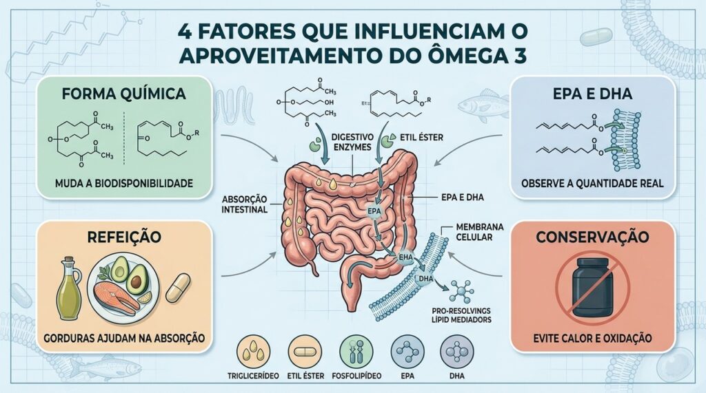 Forma química, EPA e DHA, refeição e conservação interferem no aproveitamento do ômega 3.