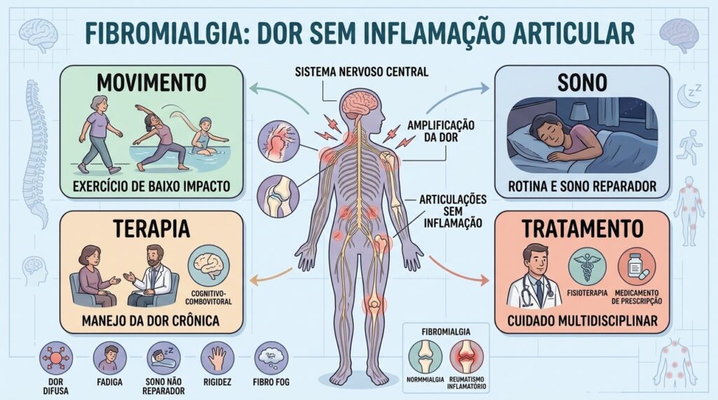 Movimento, sono, terapia e cuidado multidisciplinar ajudam a controlar a fibromialgia.