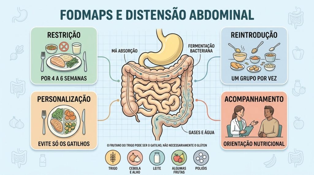 Restrição, reintrodução, personalização e acompanhamento ajudam a identificar FODMAPs que provocam sintomas.