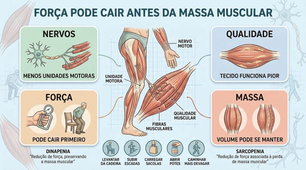 Nervos, qualidade muscular, força e massa envelhecem em ritmos diferentes.