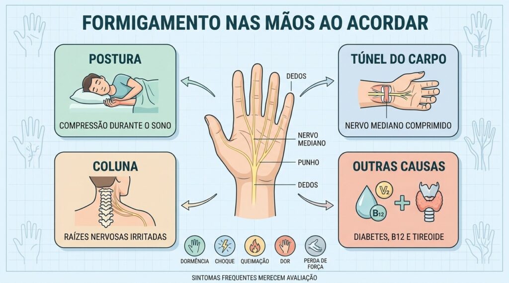 O que significa sentir formigamento nas mãos ao acordar quase todos os dias?