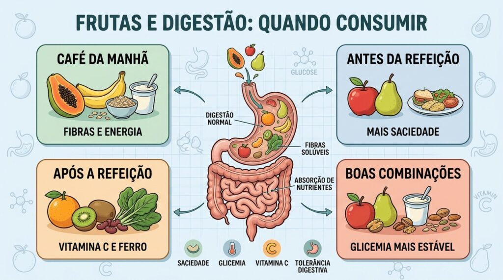 Saciedade, glicemia, vitamina C e combinações ajudam a escolher quando comer frutas.