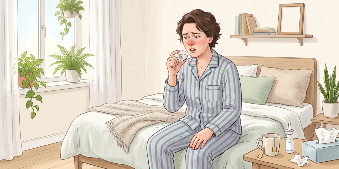Usar fita na boca durante o sono pode ser arriscado quando existe obstrução nasal.