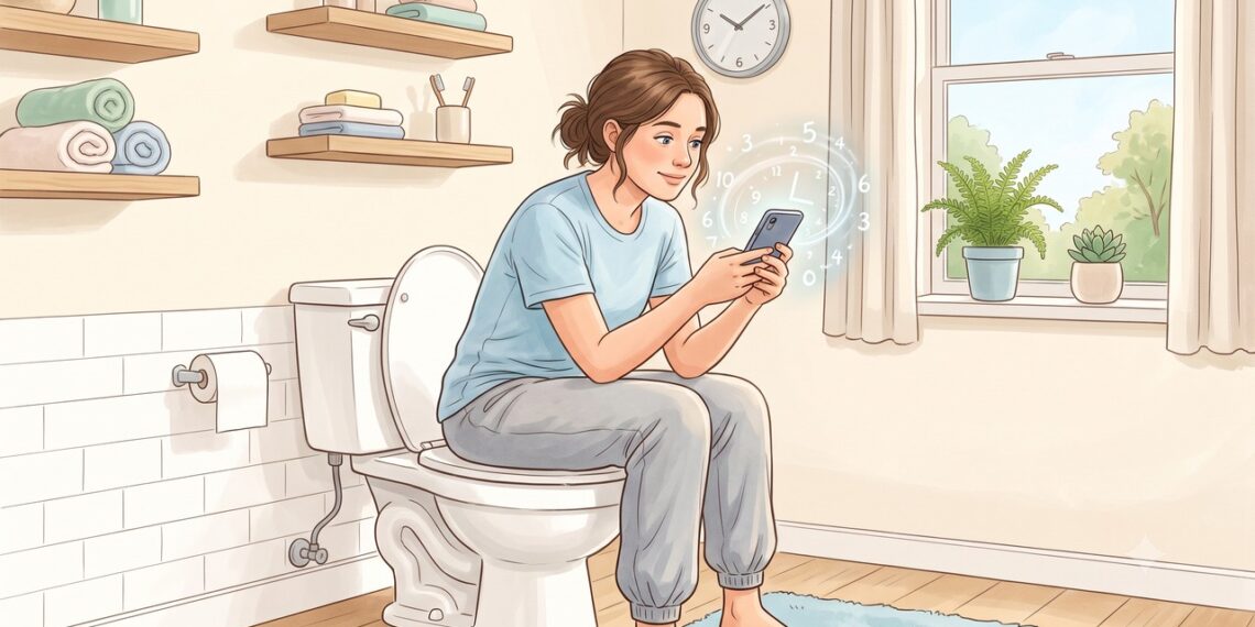 Usar o celular no banheiro foi associado a mais tempo no vaso e maior risco de hemorroidas.